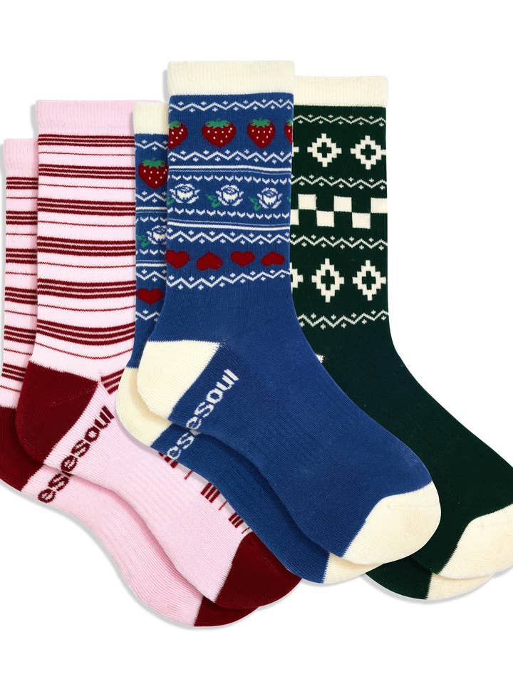 Lot de 3 paires de chaussettes hautes à motifs mélangés pour la vente par doublesoul