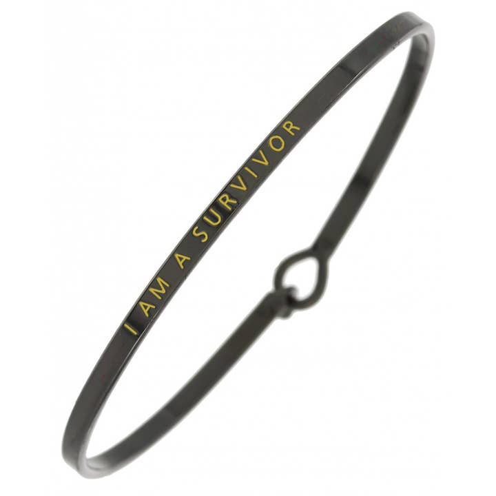 0011 PREMIERE - Wholesale Bangle Bracelet - FR2779 I AM A SURVIVOR_3mm Inspired Message Bangle