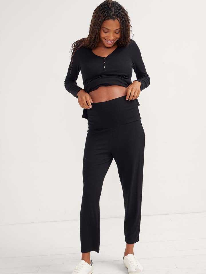 The Softest Rib Over/Under the Bump Maternity Lounge Pant for wholesale by HATCH Collection
