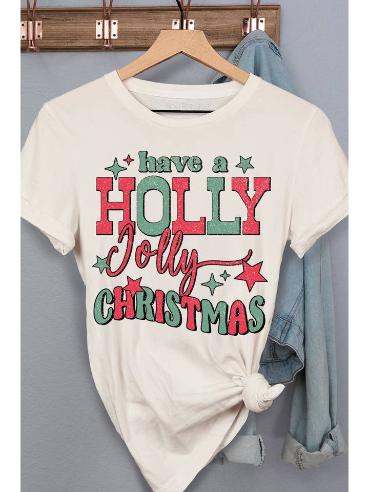 BouTeeQue Closet - Wholesale Screen Printed T-Shirt - Women's - 1204T - Cotton Jersey Relaxed Fit - Holly Jolly Christmas4