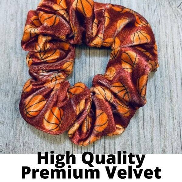Sportybella โ wholesale Scrunchie - Womenโs โ Basketball Premium Velvet Scrunchie - Maroon2