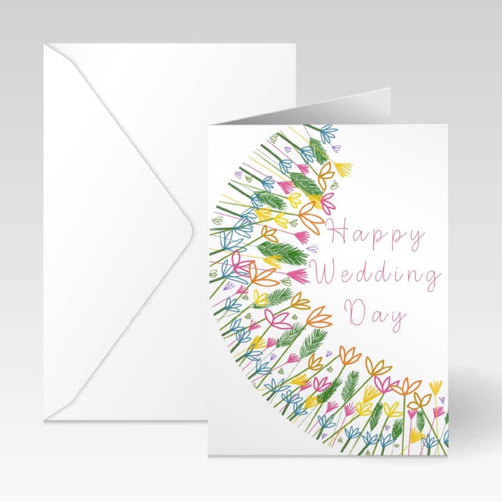 Carte florale A6 Joyeux jour de mariage pour la vente par Swanpool Paper