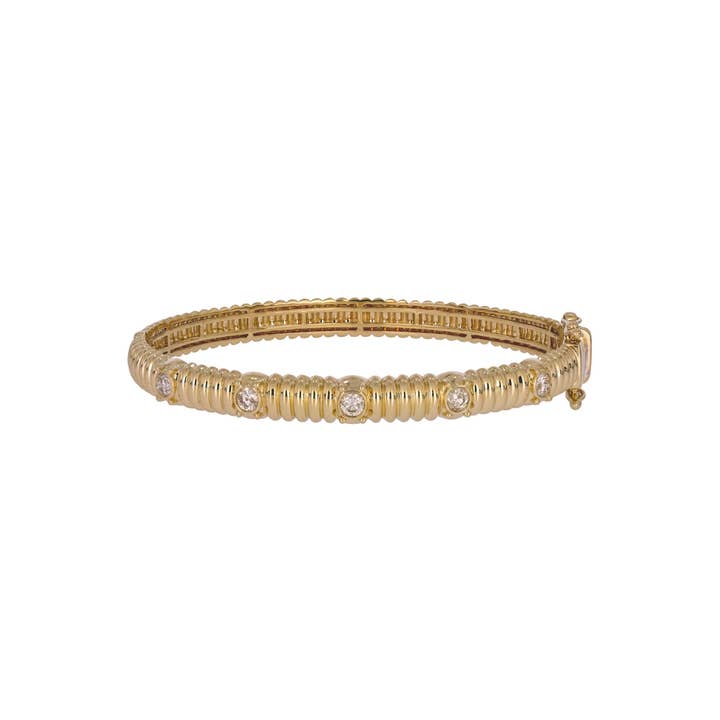 BNH68517. Bracciale rigido in oro giallo 14K con diamanti per la vendita all'ingrosso da parte di Tresor Jewelry Inc.