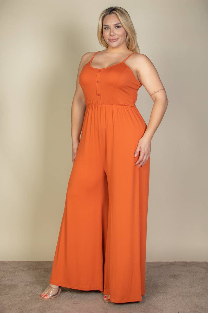 CAPELLA APPAREL - Wholesale Jumpsuit - Dames - Jumpsuit met wijde pijpen en knopen voor dames in grote maten3