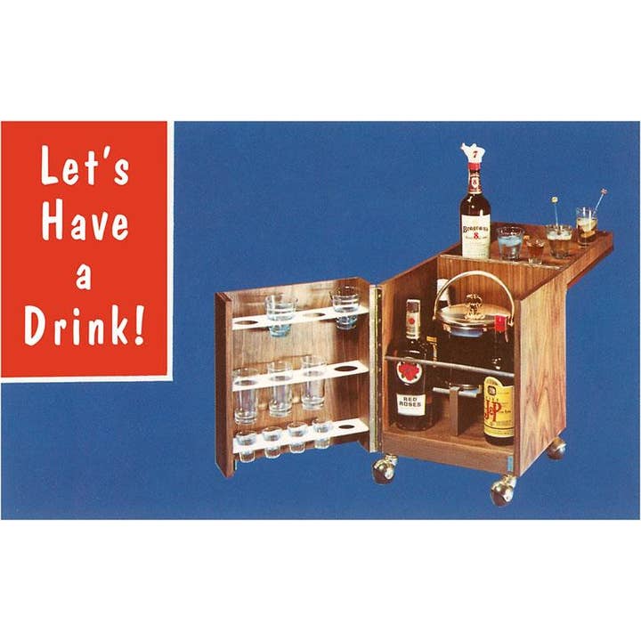 Found Image Press - Wholesale Postcard - Postcard IO-151 Lets Have a Drink, Portable Liquor Cabinet