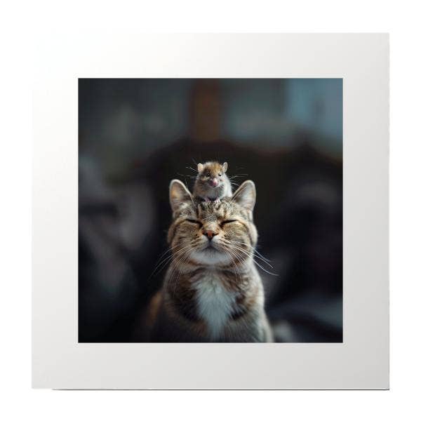 Mouse On Cats Head Photography Prints for wholesale by Artificial Ink