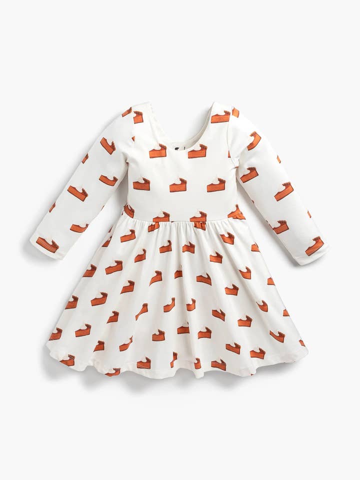 Thanksgiving Long Sleeve Let's Dance Dress_Pumpkin Pie Slice for wholesale by Monica + Andy