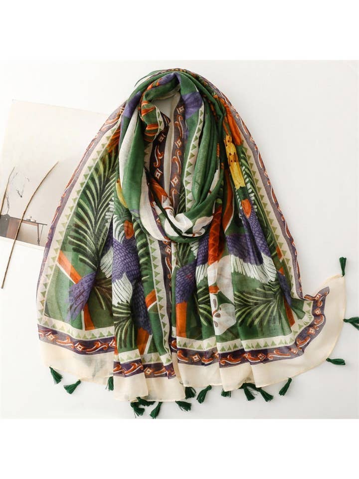 Scarvii - Tropical Botanical Illustration Lightweight Scarf for wholesale by Funkyrel® Atzbranding Limited