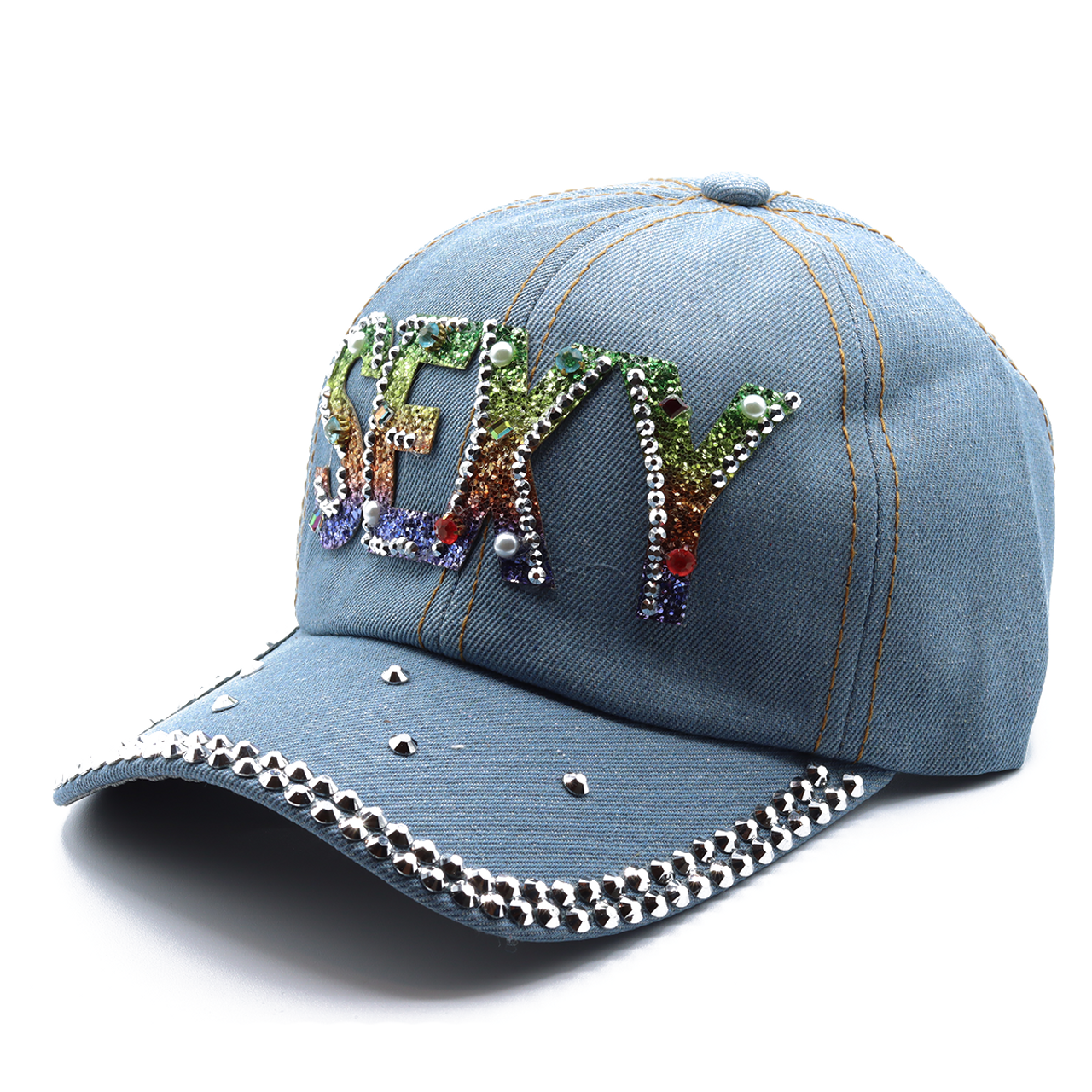 Selini New York - Wholesale Baseball Cap - Women's - 12pcs Assorted Bling Studs Cap - CP94ASST-A6