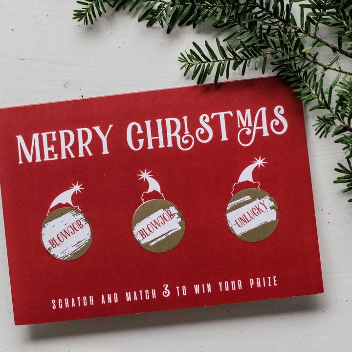 Merry Christmas Card - Scratchcard BL*WJOB / Girlfriend for wholesale by Drop Scone Designs