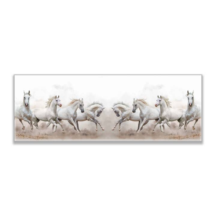 Tela della fauna selvatica-Cavalli Arabi Cielo Bianco-Arte da Parete per la vendita all'ingrosso da parte di GTA ART