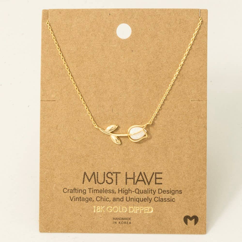 Fame Accessories - Wholesale Pendant/Charm Necklace - Gold Dipped Dainty Tulip Pendant Necklace2