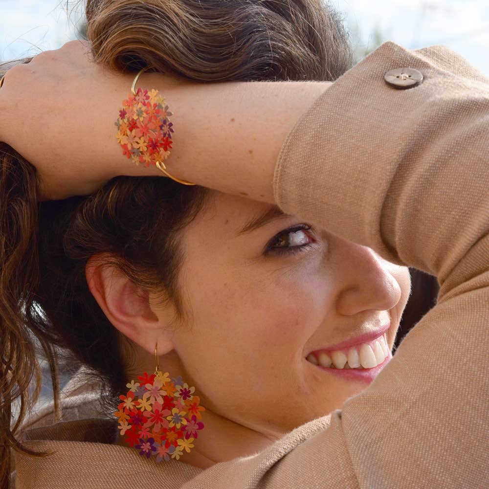 RAS - Wholesale Cuff Bracelet - Bouquet Orange Gold Plated Click Bracelet3