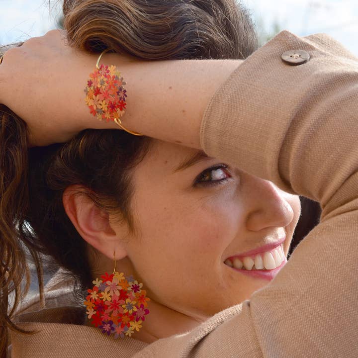 RAS - Wholesale Manchet-armband - Klikarmband Bouquet Oranje met Goudlaag3