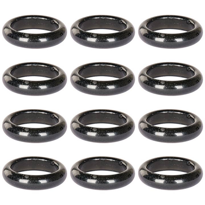 Benjamin International - Wholesale Band/Stacked Ring - BLACK OBSIDIAN RINGS (1 DOZEN)