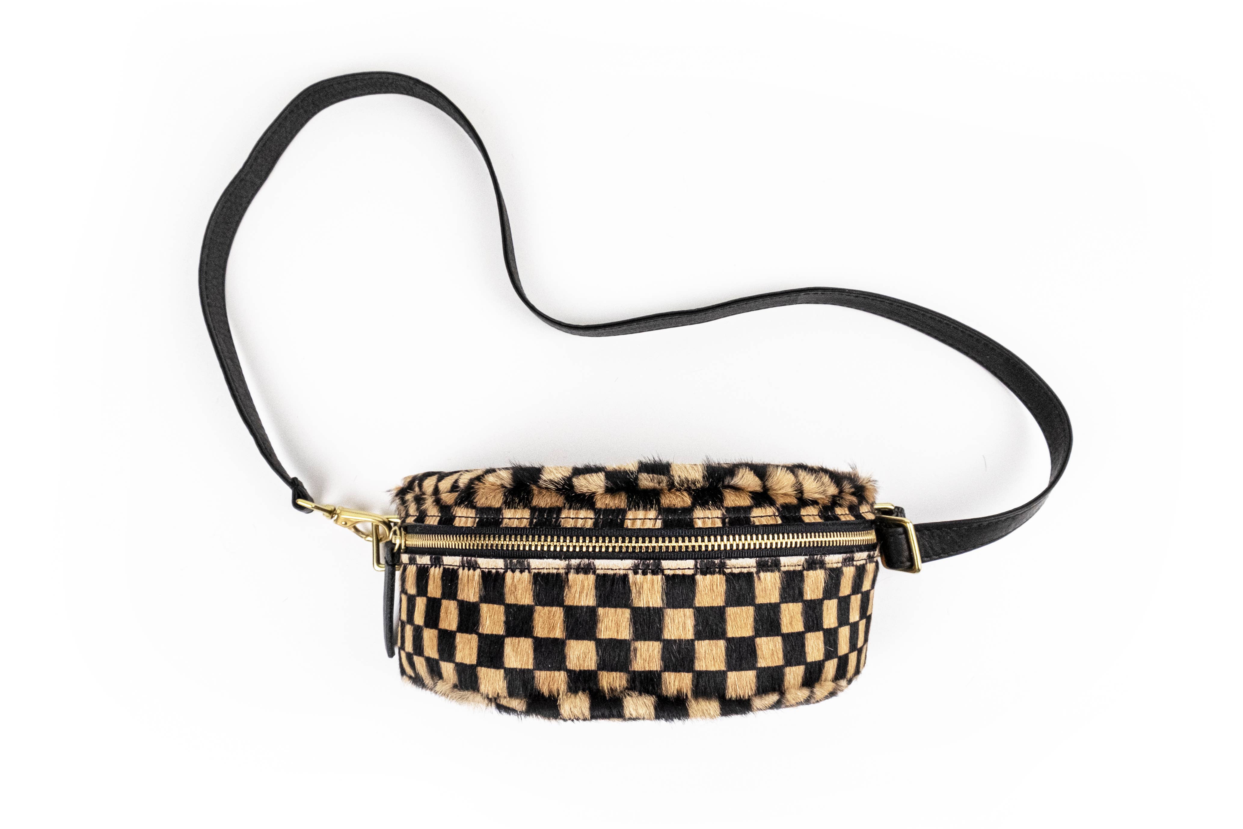 Primecut - Wholesale Belt Bag - Women's - Bum Bag - Tan Checkered Hair on Hide0