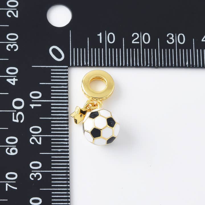 Beads Creation - Wholesale Individual charm/pendant - Enamel Star Soccer Ball Charm Pendant in Gold Filled, CP21201