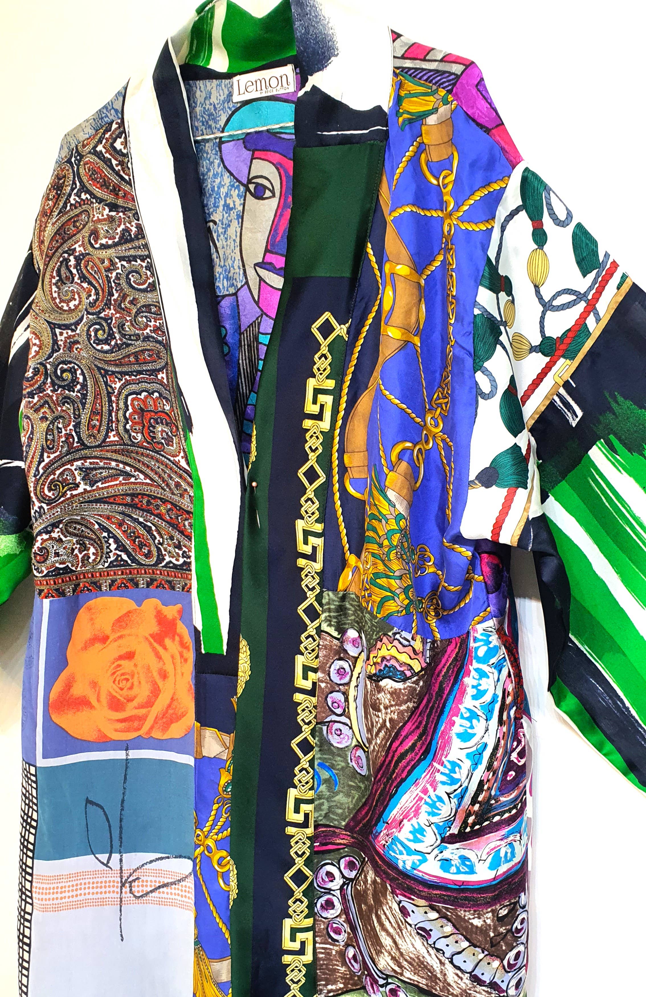 Beige & Co Thai Crafts - Wholesale Kimono - Dames - Kimono van patchwork hergebruikte zijden sjaals – uniek exemplaar11