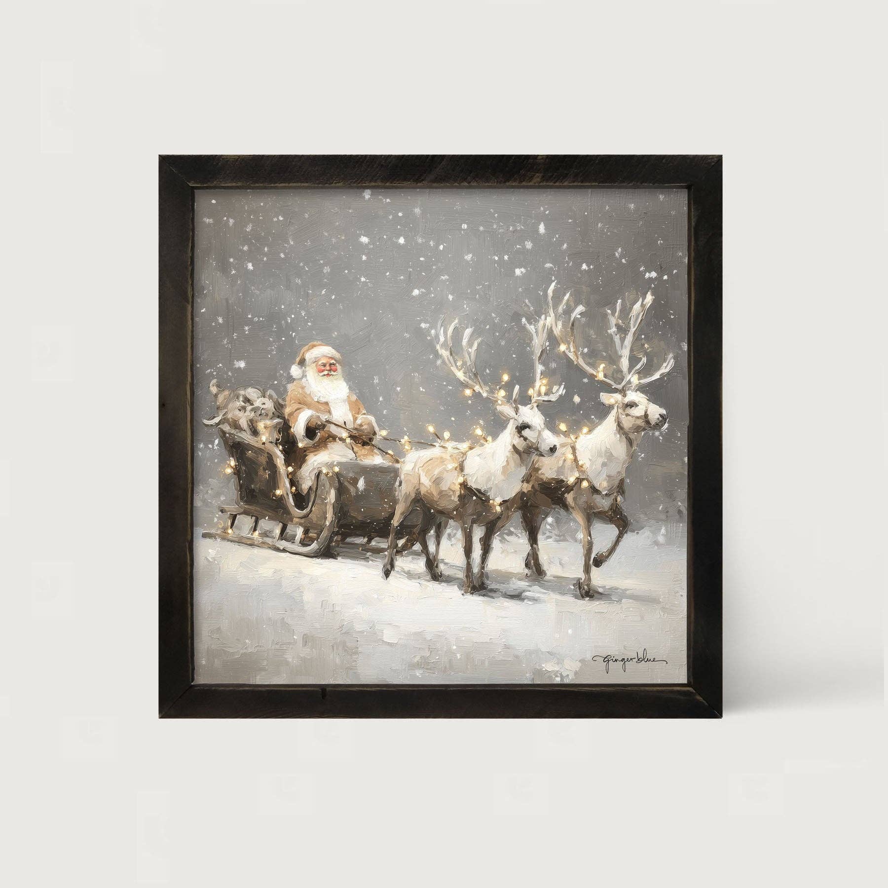 ginger blue - Wholesale Christmas Wall Art - Christmas Lights on Sleigh14