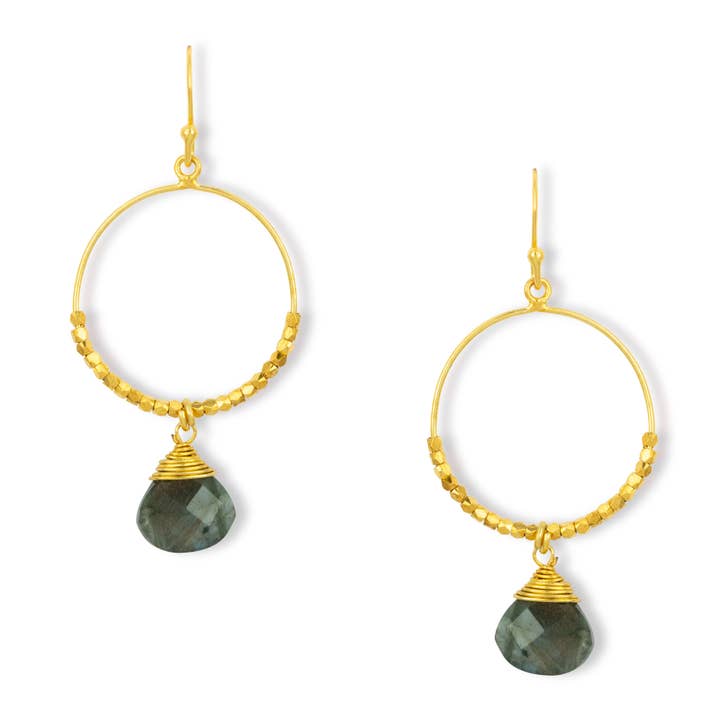 Marie Hoop Earrings Labradorite for wholesale by Ashiana London