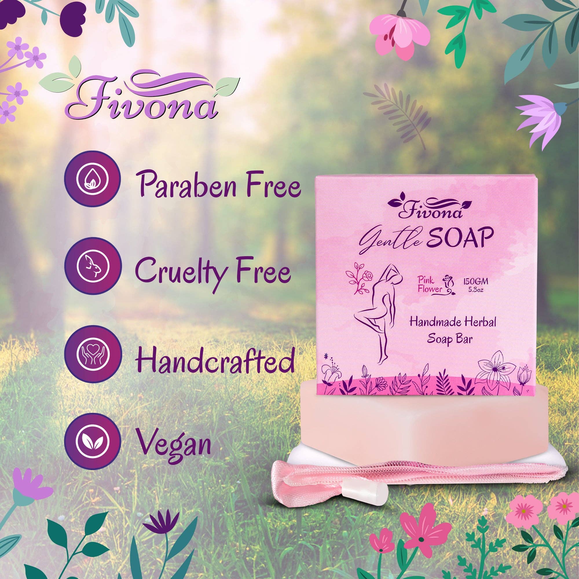 FIVONA - Wholesale Bar Soap - Fivona Herbal Feminine Yoni Soap Wash - Pink Flower5
