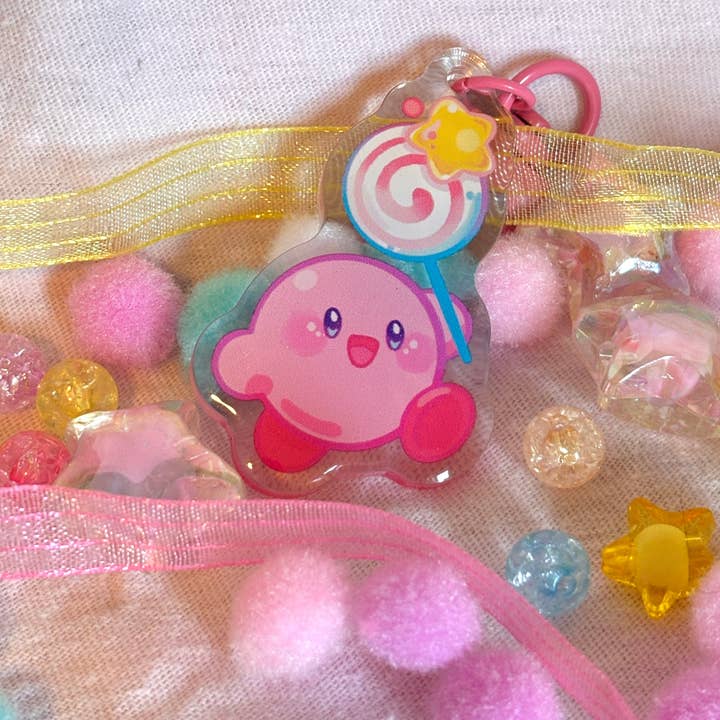 Kirby Lollipop Keychain for wholesale by Stars and Sprinkles