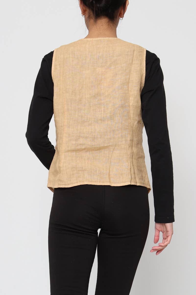 LÉA & LUC - Wholesale Button Down Shirt - Women's - Sleeveless shirt in 100% Linen REF. 514619