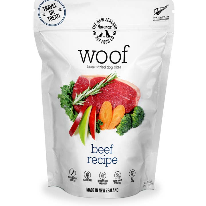 The New Zealand Natural Pet Food Co - Wholesale Pet Food - Dog - Woof Beef Freeze Dried Dog Food 1.76oz | 9.9oz | 2.2lb