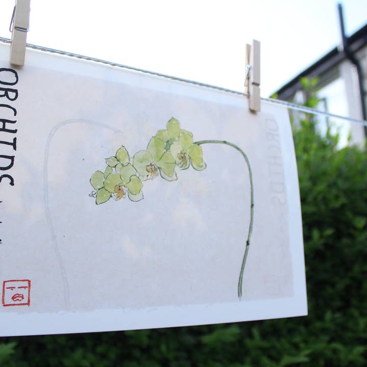 Packung mit 10 Kunstdrucken Orchideen für den Großhandel von Poem of Stones