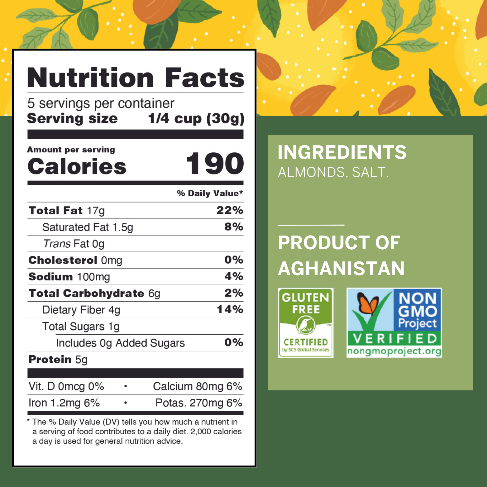 Ziba Foods – wholesale Nötter – Heirloom mandel - Shakhurbai (torr rostad & saltad) 5 oz3