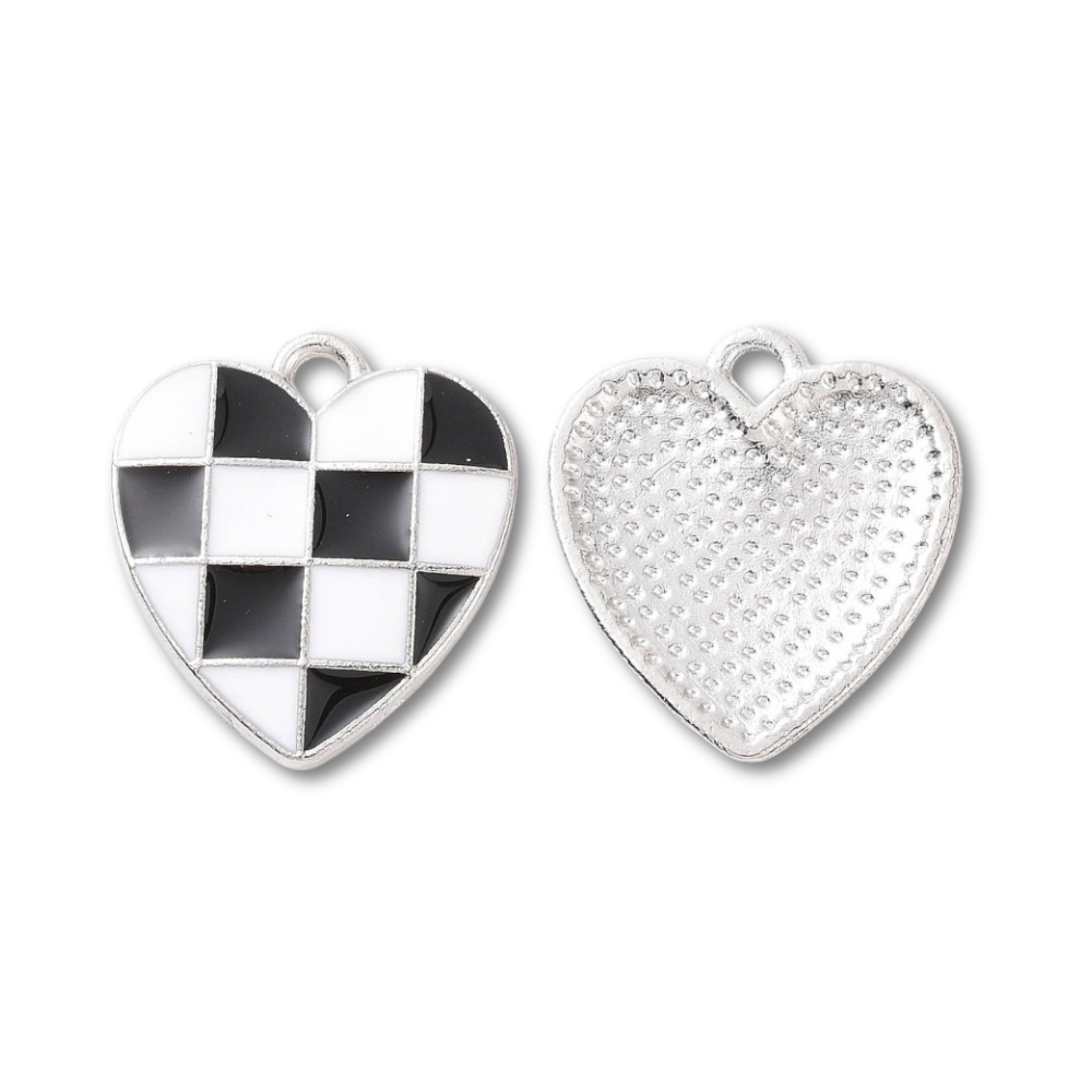 Love, Paige Designs - Wholesale Individual Charm/Pendant - Heart Checkered Silver Charm2