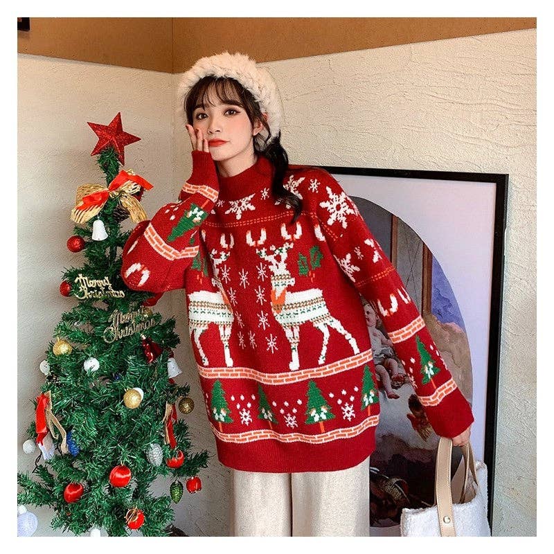 UZ Wholesale Store - Venta al por mayor Jersey de punto - Mujer - Suéter de punto suelto con cuello redondo dulce5