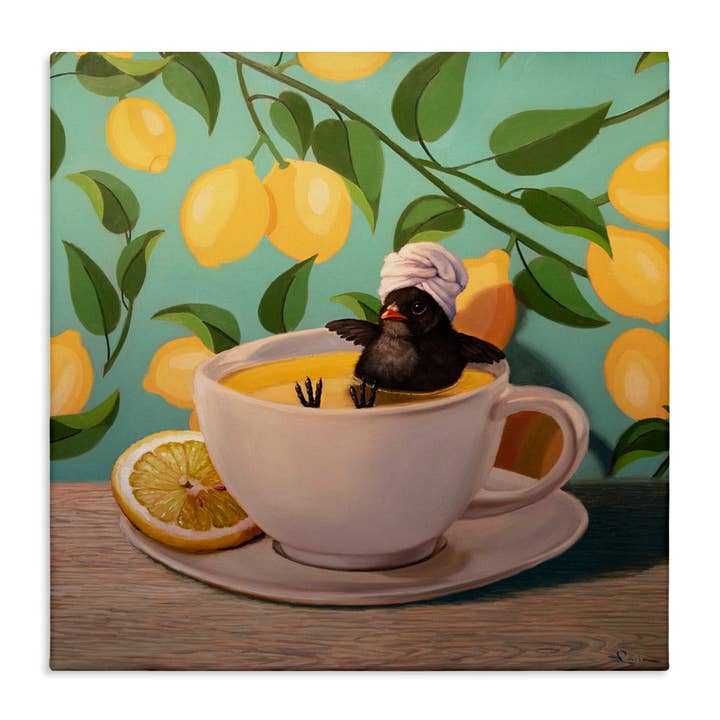 Stupell Industries - Wholesale Wall Sign - Bird Bathing Lemon Tea - Unframed Wall Art5