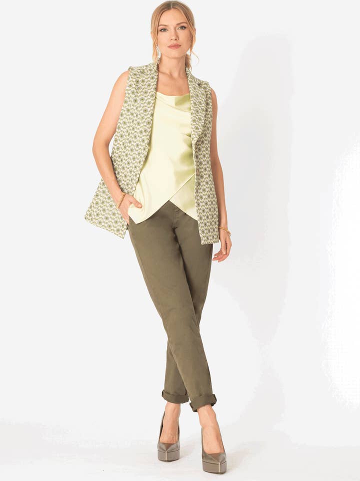 Elastic pants with flap and button 98% Co 2% Ea for wholesale by Siste's S.p.A.