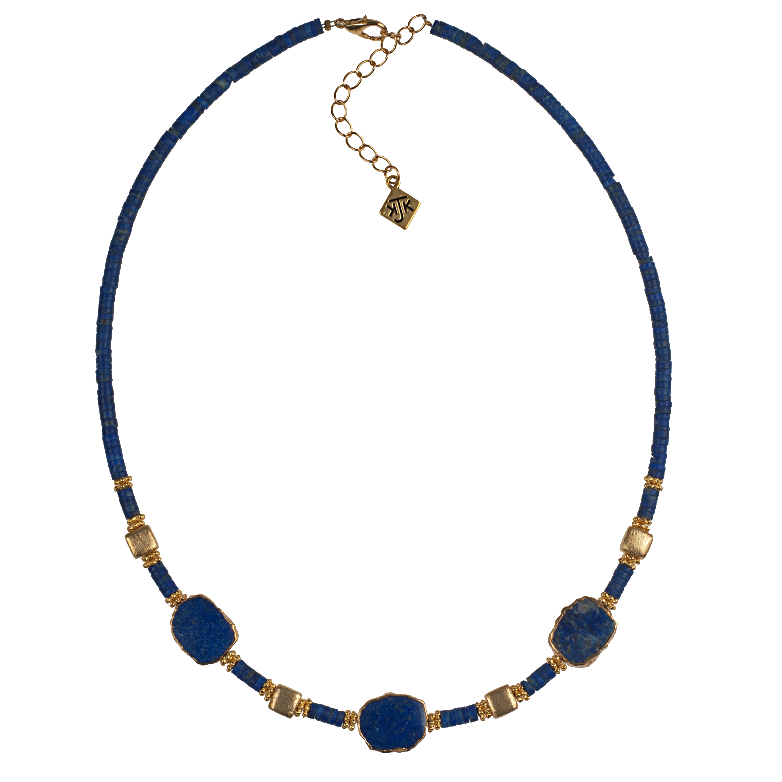 KJK Jewelry Inc. - Wholesale Beaded/Pearl Necklace - Lapis Slice & Vermeil Necklace2