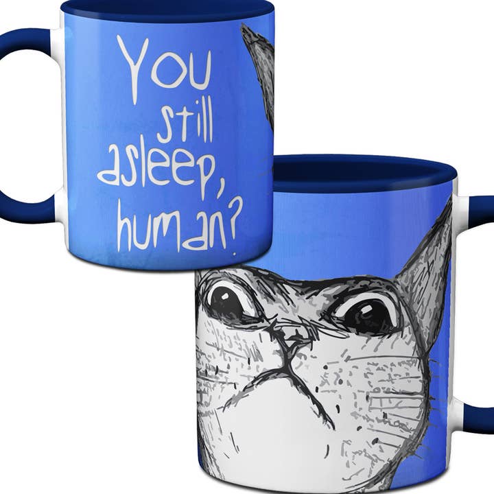 Peeking Cat Asleep Human Mug for wholesale by Pithitude