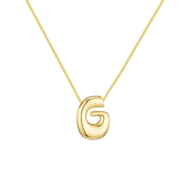 AMORINO SRL - Wholesale Pendant/Charm Necklace - LARGE BUBBLE INITIAL NECKLACE - JN24512B89GOLD6