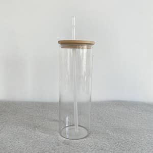 RTS Sublimation frosted glass jar blank with bamboo lid, candle