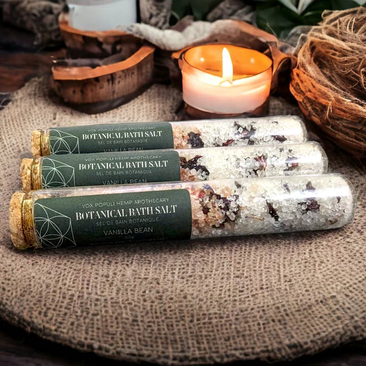 Vox Populi Hemp Apothecary - Wholesale Bath Salts - Vanilla Bean Botanical Bath Salt | Zero Waste Dead Sea Salt