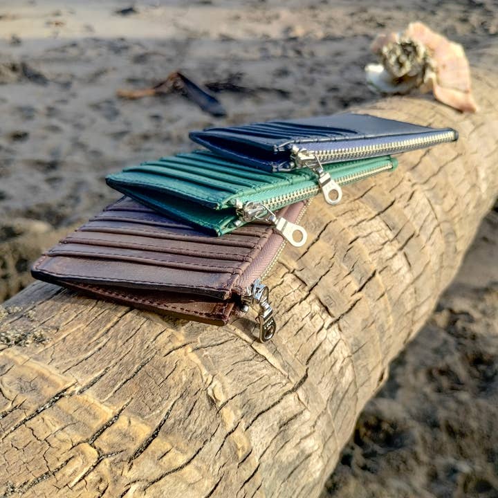 Twin Engine Coffee - Wholesale Wallet - Unisex - Zippered Card Wallet - Mocha Brown - Fair Trade Leather 6