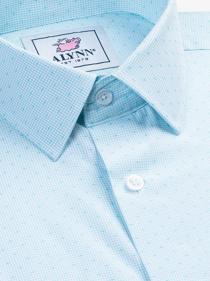 Alynn - Wholesale Button Down Shirt - Men's - Evan Classic Fit Aqua Blue Men's Dress Shirt by Alynn