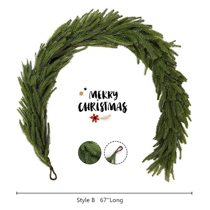 Sweet Home Deco - Wholesale Christmas Decoration - 67‘’Long Real Touch Pine Garland, Christmas Pine Evergreen