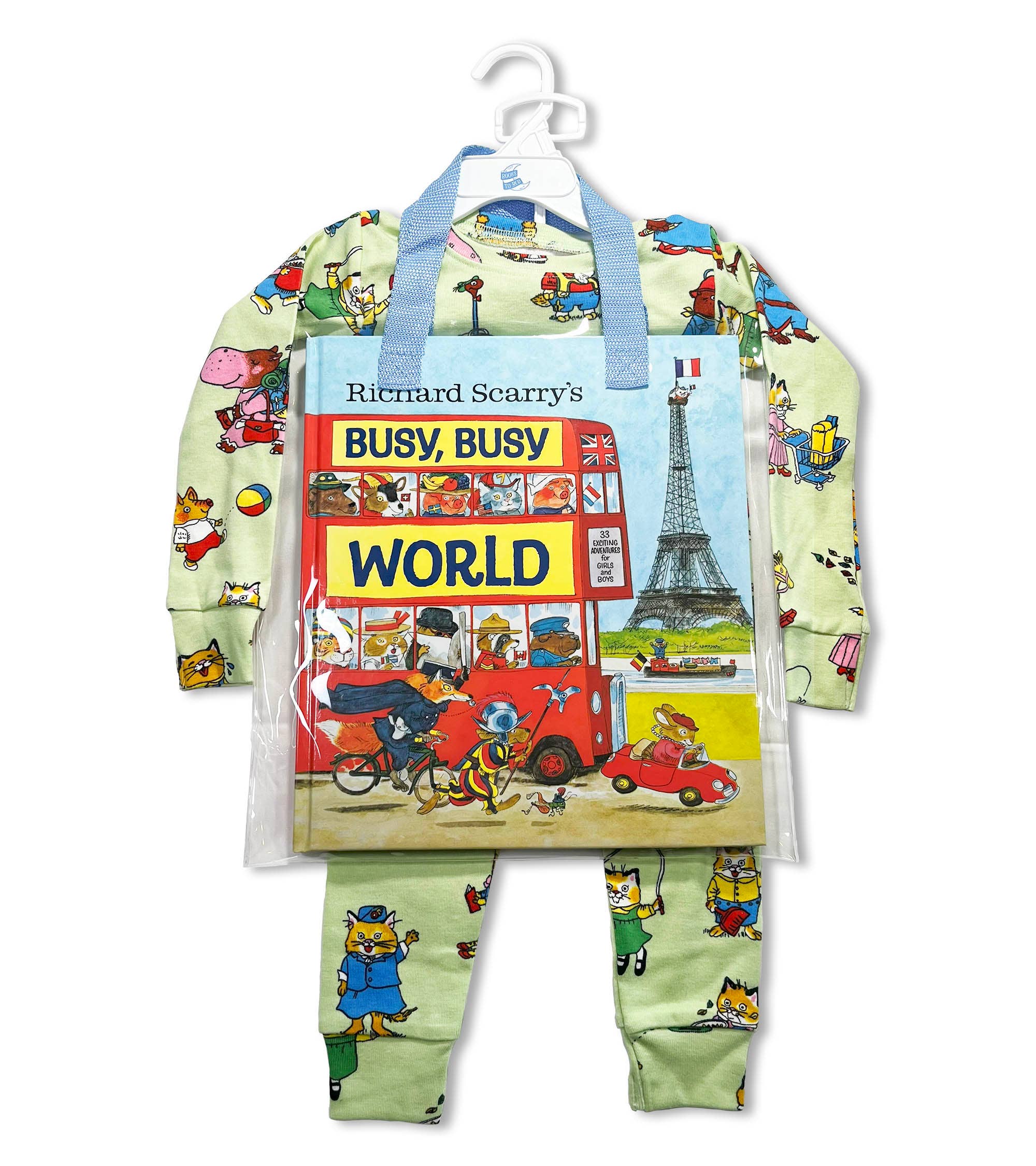 Books to Bed - Vente Haut et bas de pyjama – enfant - Ensemble de pyjama avec livre - Le Monde très occupé de Richard Scarry0