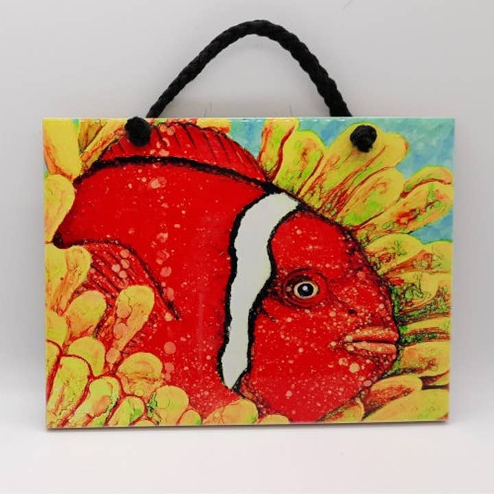 Clown Fish Ceramic Tile for wholesale by Florida Vibes Art / Mungo Key Designs