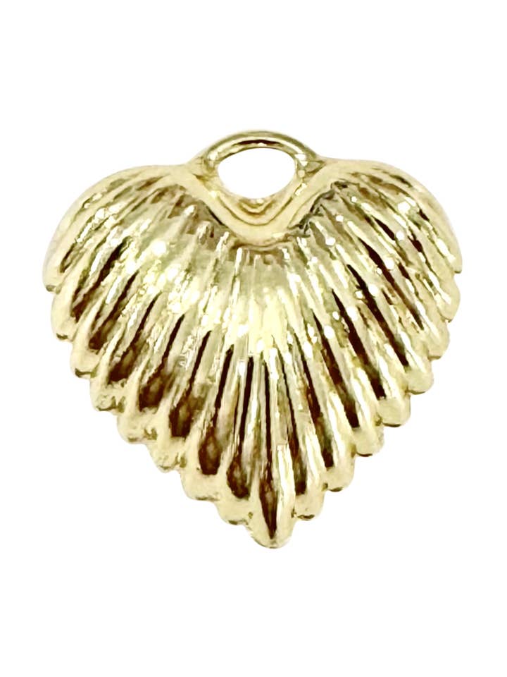 Large Scallop Heart Scarf Charm - Scallop Heart Gold for wholesale by Gemelli