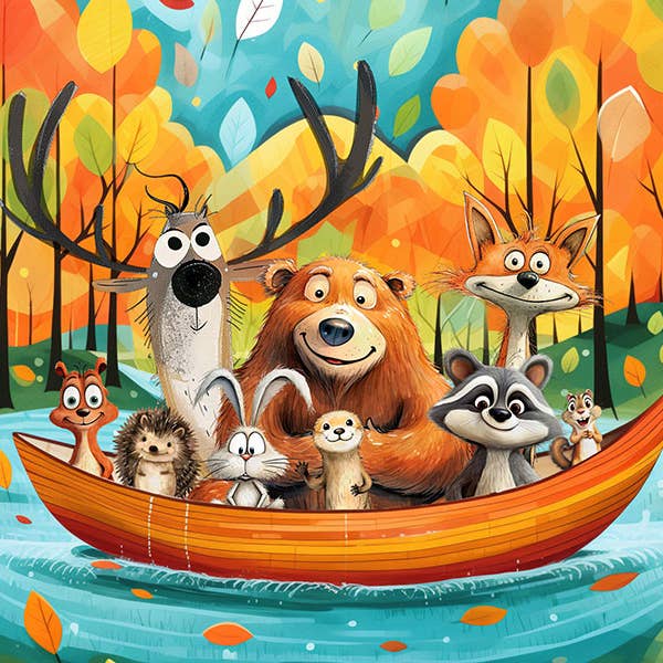 Micro Puzzles - Wholesale Puzzle – Adult - Canoe Critters - Deer, Raccoon, Squirrel fall Camping1