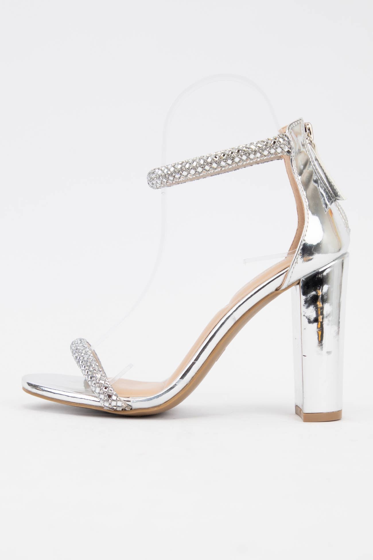 SILVER PU MORRIS-611 BEDAZZLED RHINESTONE STRAP BLOCK HEEL for wholesale on Faire3
