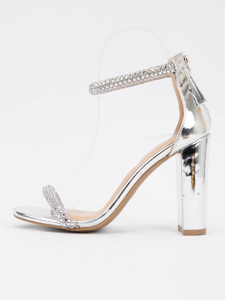 SILVER PU MORRIS-611 BEDAZZLED RHINESTONE STRAP BLOCK HEEL for wholesale on Faire3