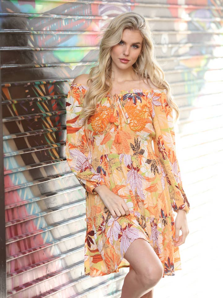 Vestido floral indio sin hombros para venta al por mayor de Marisima by Urban Mangoz