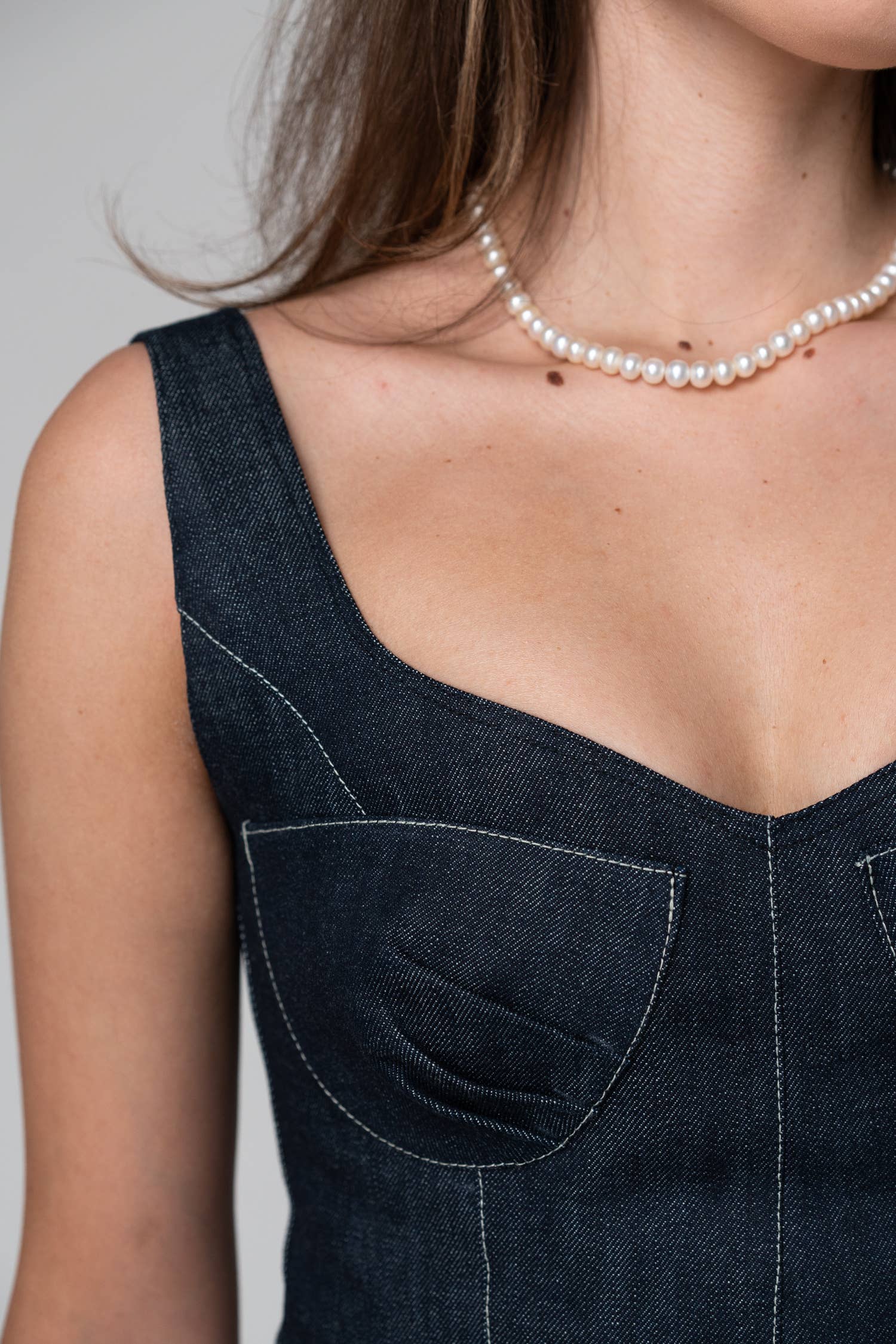 FUTURE PLANET OF STYLE – wholesale Linne (Tryckt) - Dam – Jeanskorsett med dragkedja i metall baktill5